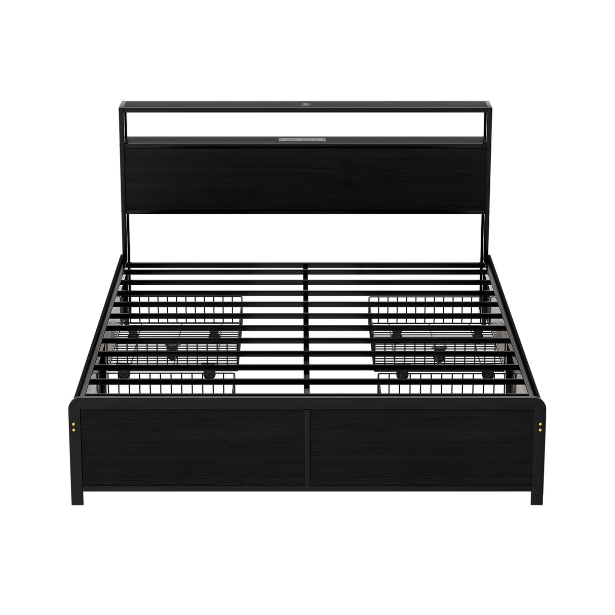 Artiss Metal Bed Frame Queen Size Storage Headboard Charge Station LED 4 Drawers