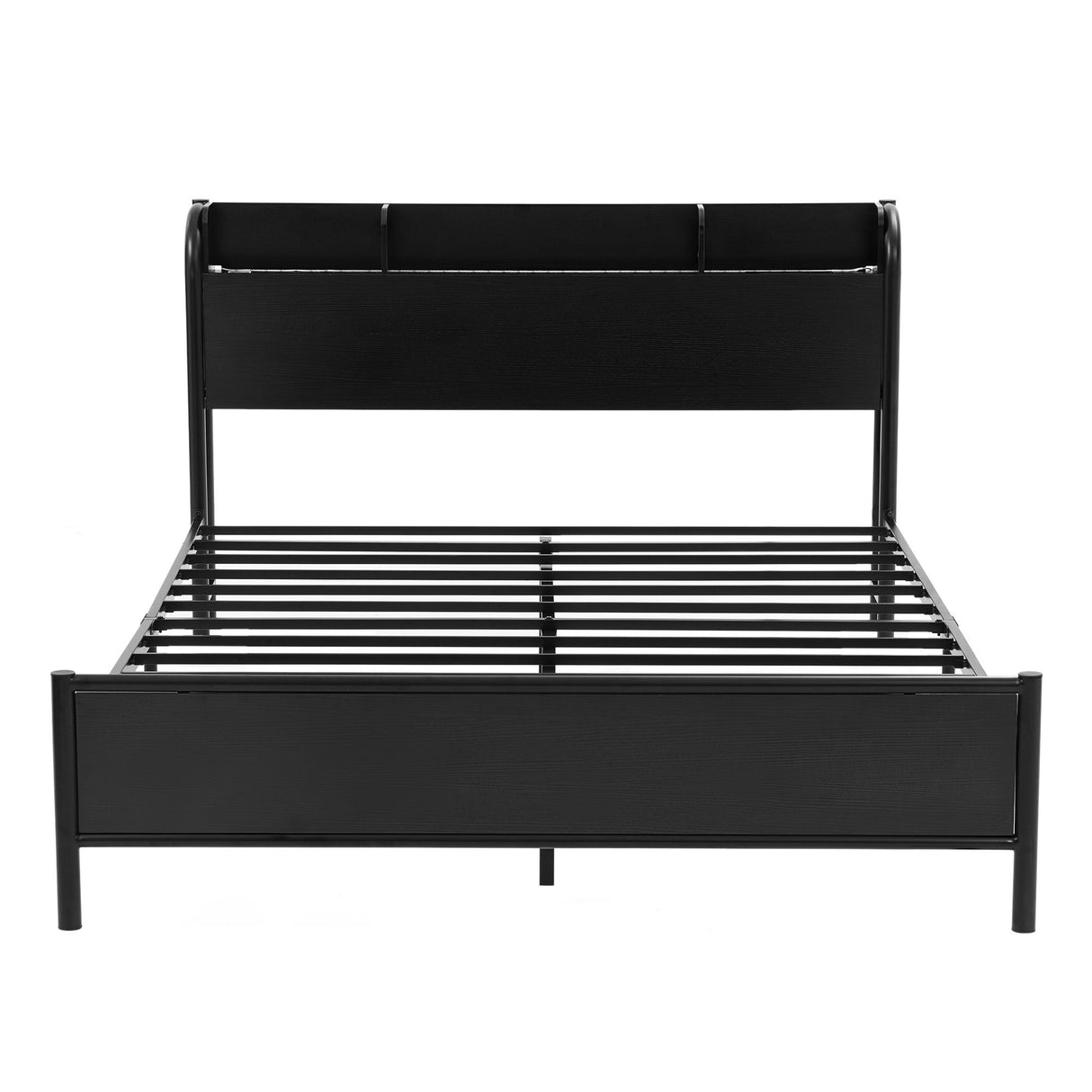 Artiss Bed Frame Double Size with Storage Shelf Headboard Charging Station GRID