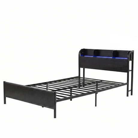 Artiss Bed Frame Single Size with Storage Shelf Headboard Charging Station GRID