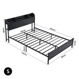 Artiss Bed Frame Single Size with Storage Shelf Headboard Charging Station GRID