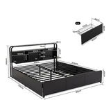 Artiss King Metal Bed Frame 4 Drawers Hidden Storage Headboard HEDY