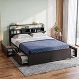 Artiss Queen Metal Bed Frame 4 Drawers Hidden Storage Headboard HEDY