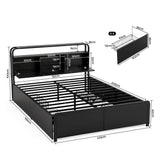 Artiss Queen Metal Bed Frame 4 Drawers Hidden Storage Headboard HEDY