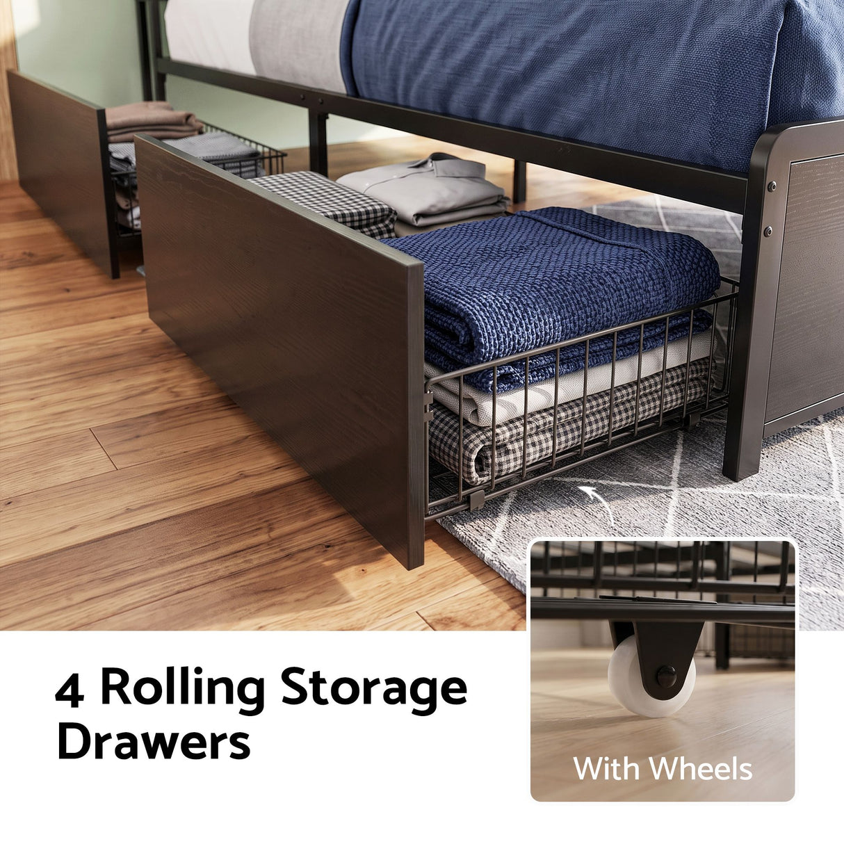 Artiss Queen Metal Bed Frame 4 Drawers Hidden Storage Headboard HEDY