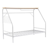 Artiss Single House Bed Frame Metal Canopy Bed Storage Shelf for Kids White