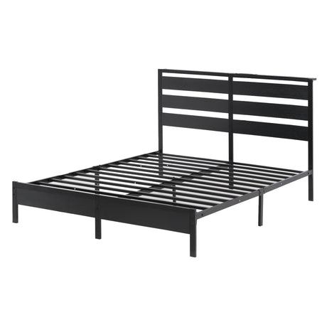 Artiss Bed Frame Queen Size LED Metal Bed Base with Charging Station