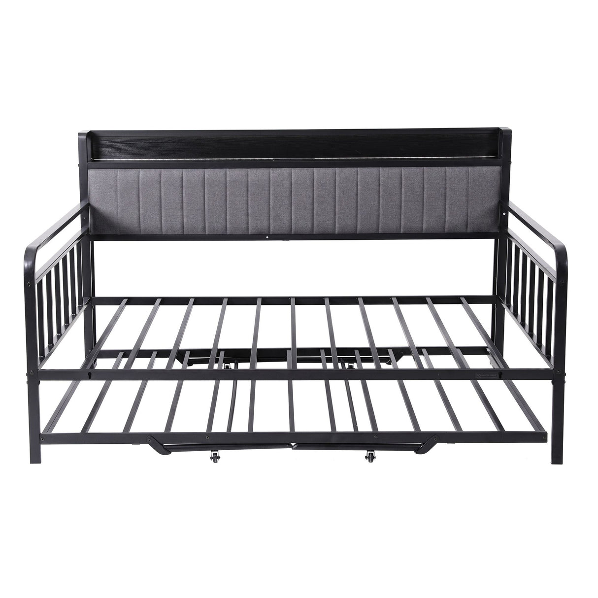 Artiss Bed Frame Double LED Metal Trundle Daybed with Charging Station TURN