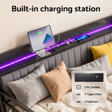 Artiss Bed Frame King Single LED Metal Trundle Daybed with Charging Station TURN