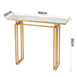 Artiss Console Table Hallway Entryway Table Marble Effect 110CM White & Gold