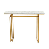 Artiss Console Table Hallway Entryway Table Marble Effect 110CM White & Gold