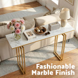 Artiss Console Table Hallway Entryway Table Marble Effect 110CM White & Gold