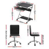 Artiss Computer Desk Office Chair Set Desks with Keyboard Shelf Try Black