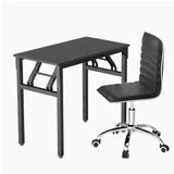 Artiss Computer Desk Office Chair PU Leather Set Foldable Home Study Table Black