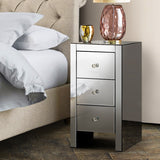 Quenn Mirrored Bedside Table 3 Drawers