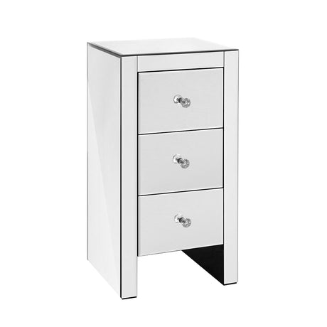 Quenn Mirrored Bedside Table 3 Drawers