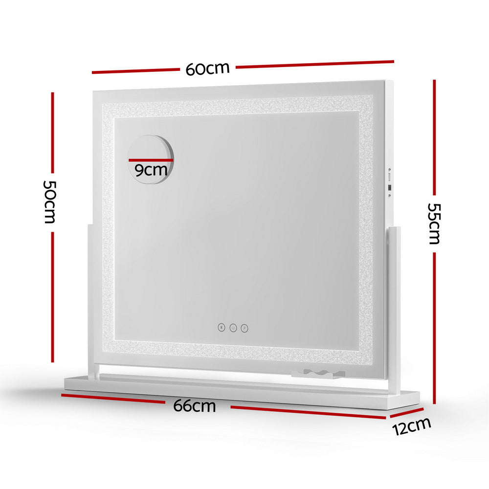 Embellir Makeup Mirror 60x50cm 360～ Rotatable Vanity Mirror with Lights Crystal LED