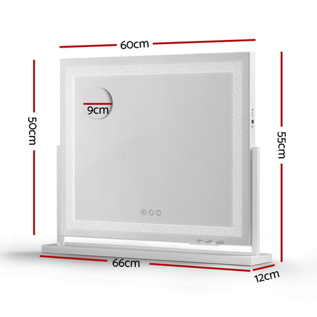 Embellir Makeup Mirror 60x50cm 360～ Rotatable Vanity Mirror with Lights Crystal LED