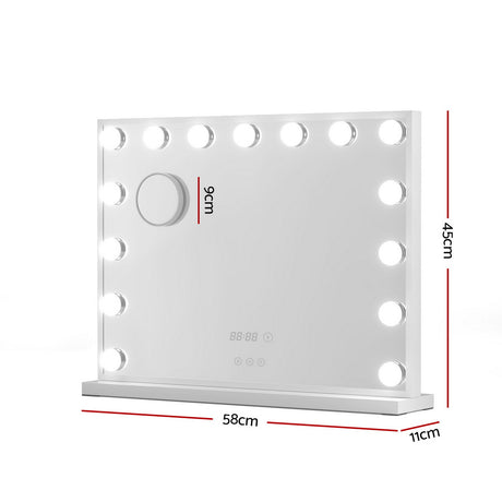 Embellir Makeup Mirror 58x45cm Hollywood Vanity with LED Light Tabletop White