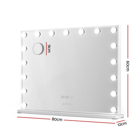 Embellir Makeup Mirror 80x60cm Hollywood Vanity with LED Light Tabletop White