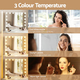 Embellir Makeup Mirror 80x60cm Hollywood Vanity with LED Light Tabletop White