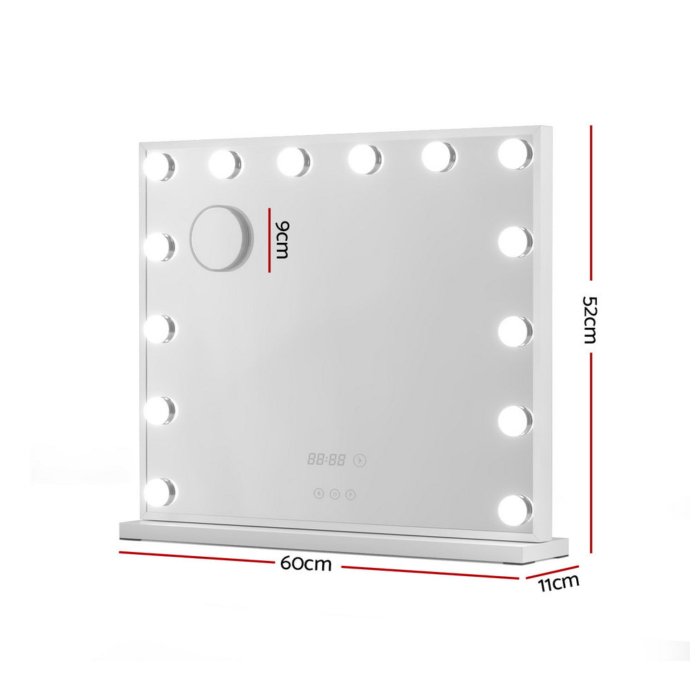 Embellir Makeup Mirror 60x52cm Hollywood Vanity with LED Light Tabletop White