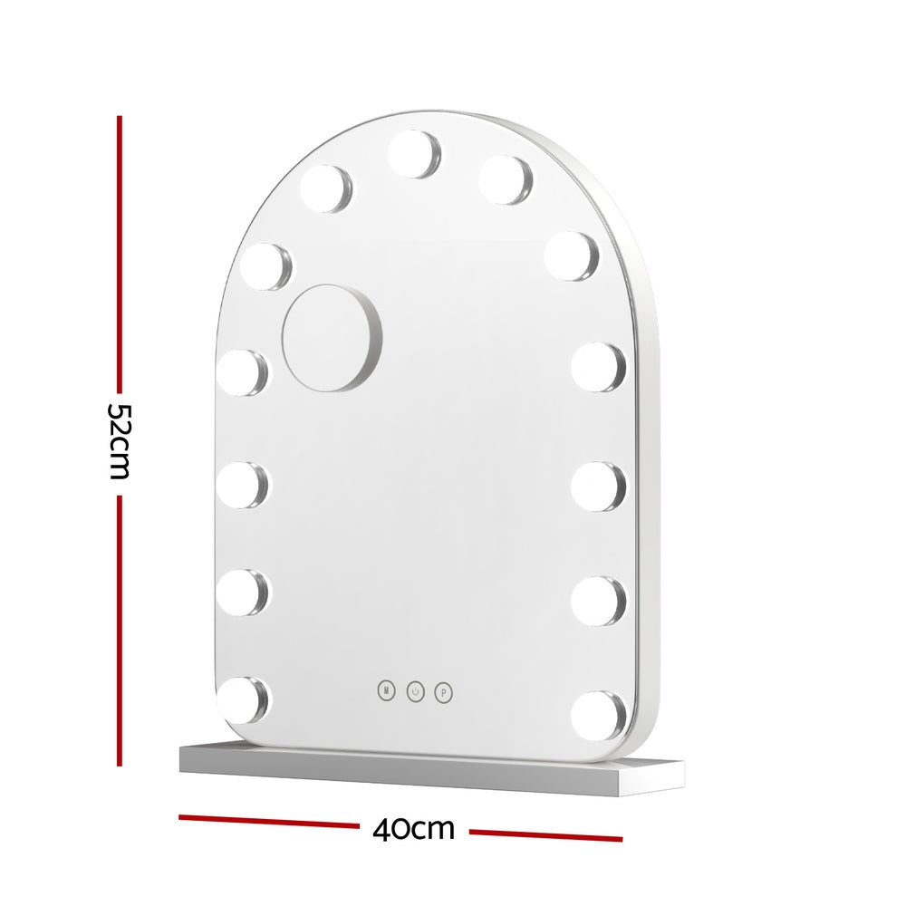 Embellir Makeup Mirror 40x50cm Dressing Vanity LED Bulb Light with 5x Magnification White Arch
