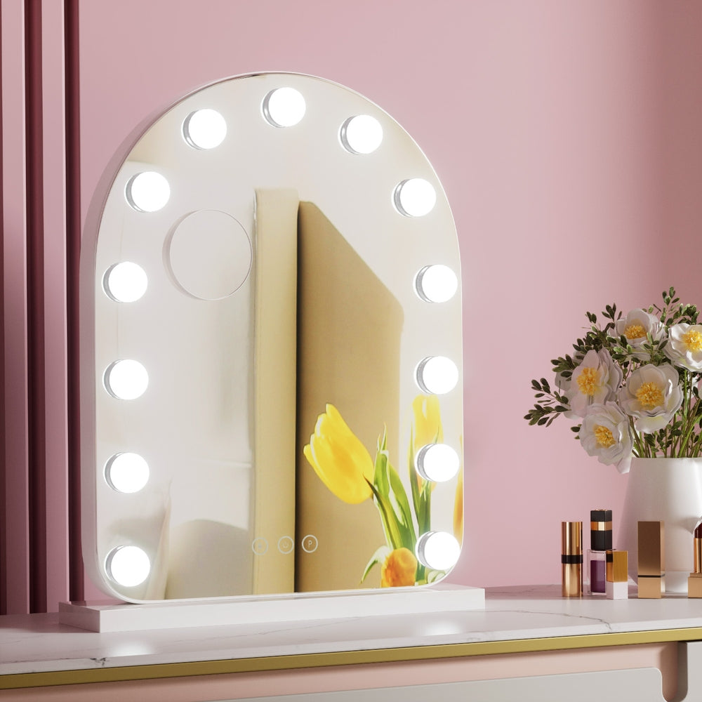 Embellir Makeup Mirror 40x50cm Dressing Vanity LED Bulb Light with 5x Magnification White Arch