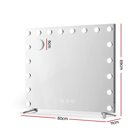 80x65cm Embellir Makeup Mirror Hollywood Vanity with LED Light Silver Legs