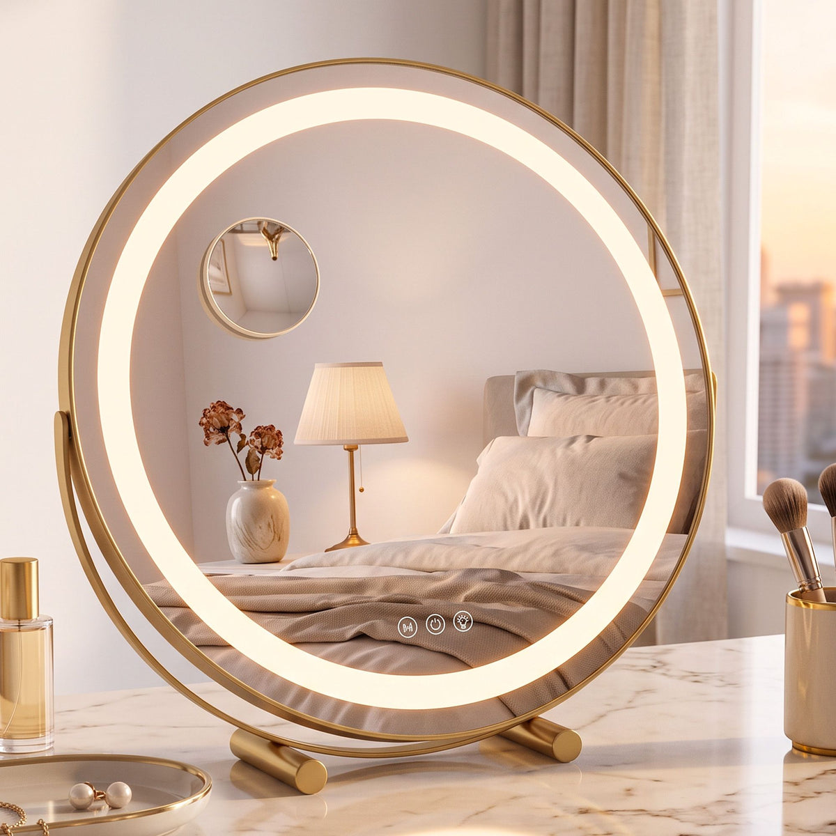 Embellir 50cm Hollywood Makeup Mirror with Lights and 10X Magnifier Round Gold