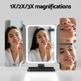 Embellir LED Makeup Mirror Tri-fold Lighted Vanity Mirrors 1X2X3X Magnifications