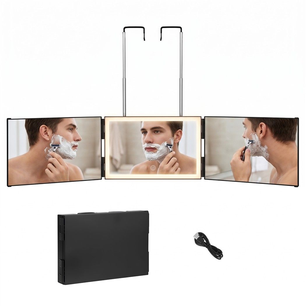 Embellir 3 Way Mirror with LED Lights for Self Hair Cutting