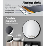 Embellir 2 Wall Mirror Makeup 50cm Home Decor Framed Mirrors Bathroom Round Black