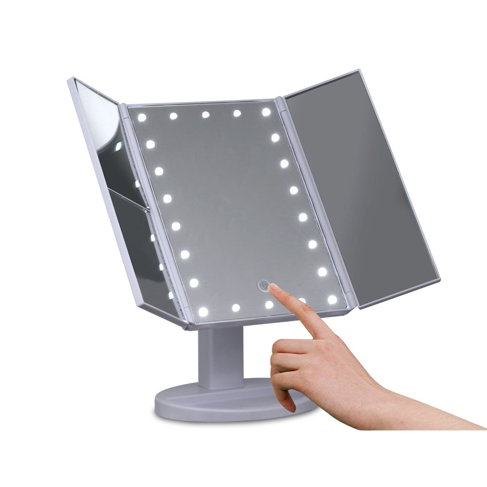 Embellir Makeup Mirror 1X2X3X Magnifying with 22 LED light Tri-fold Storage