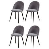 Artiss Dining Chairs Set of 4 Velvet Solid Curved Dark Grey