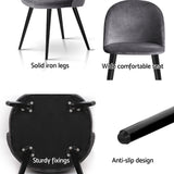 Artiss Dining Chairs Set of 4 Velvet Solid Curved Dark Grey