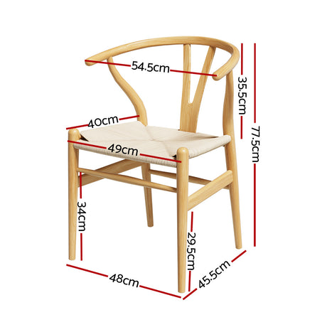 Wishbone Dining Chairs Ratter Seat Solid Wood Frame Cafe Lounge Chair