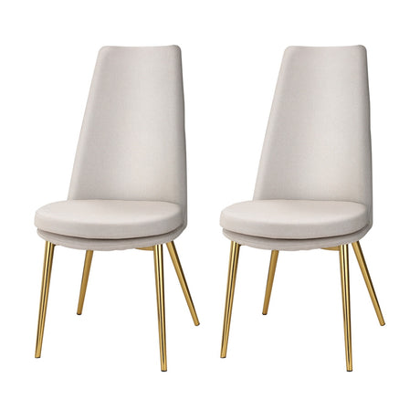 Sunnie Dining Chairs Set 2 Beige & Gold Linen
