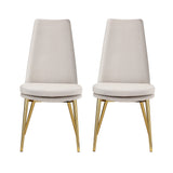 Sunnie Dining Chairs Set 2 Beige & Gold Linen