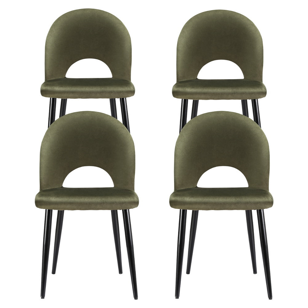 Artiss Dining Chairs Set of 4 Velvet Hollow Green