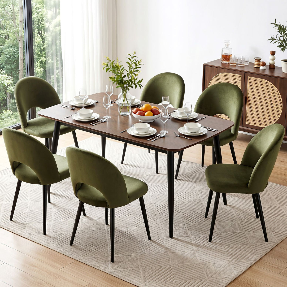 Artiss Dining Chairs Set of 6 Velvet Hollow Green