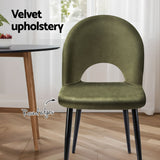 Artiss Dining Chairs Set of 6 Velvet Hollow Green