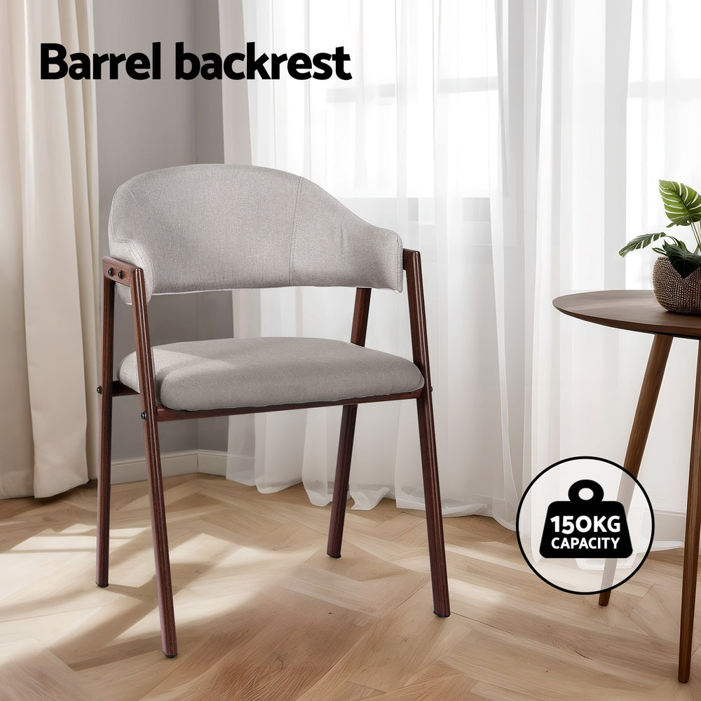 Nadi Dining Chairs Set 2 Grey Linen & Walnut