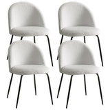 Artiss Dining Chairs Set of 4 Sherpa Boucle White