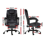 2 Point Massage Office Chair PU Leather Footrest Black
