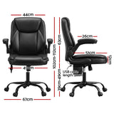 2 Point Massage Office Chair Leather Mid Back Black