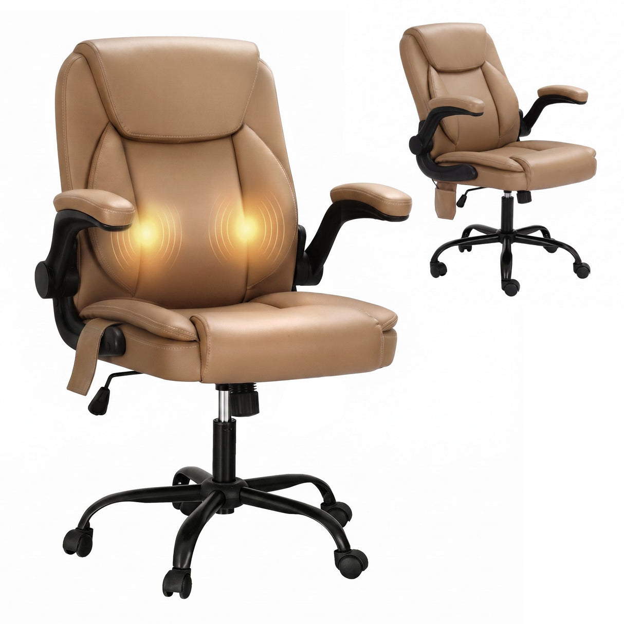 Ayla 2 Point Massage Office Chair Leather Mid Back Espresso