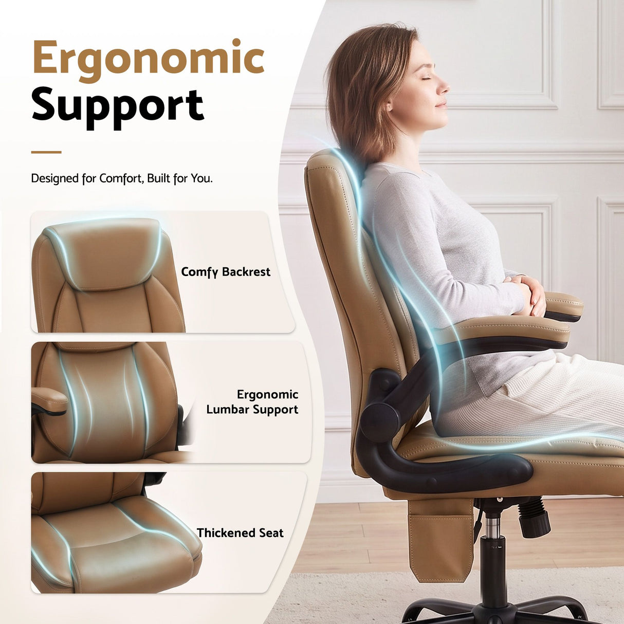 Ayla 2 Point Massage Office Chair Leather Mid Back Espresso