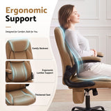 Ayla 2 Point Massage Office Chair Leather Mid Back Espresso