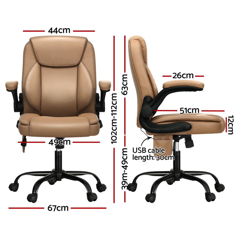 Ayla 2 Point Massage Office Chair Leather Mid Back Espresso