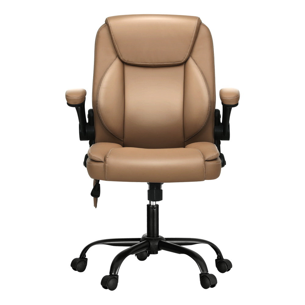 Ayla 2 Point Massage Office Chair Leather Mid Back Espresso